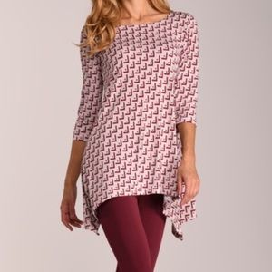 Beige & Wine Geometric Tunic